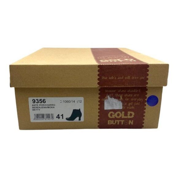 GOLD BUTTON Women's Purple Eggplant Moka Floral Retro Side Zip Booties EU 41 - Picture 13 of 13